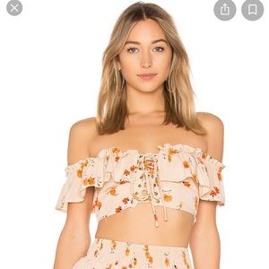 Majorelle off-the-shoulder crop top